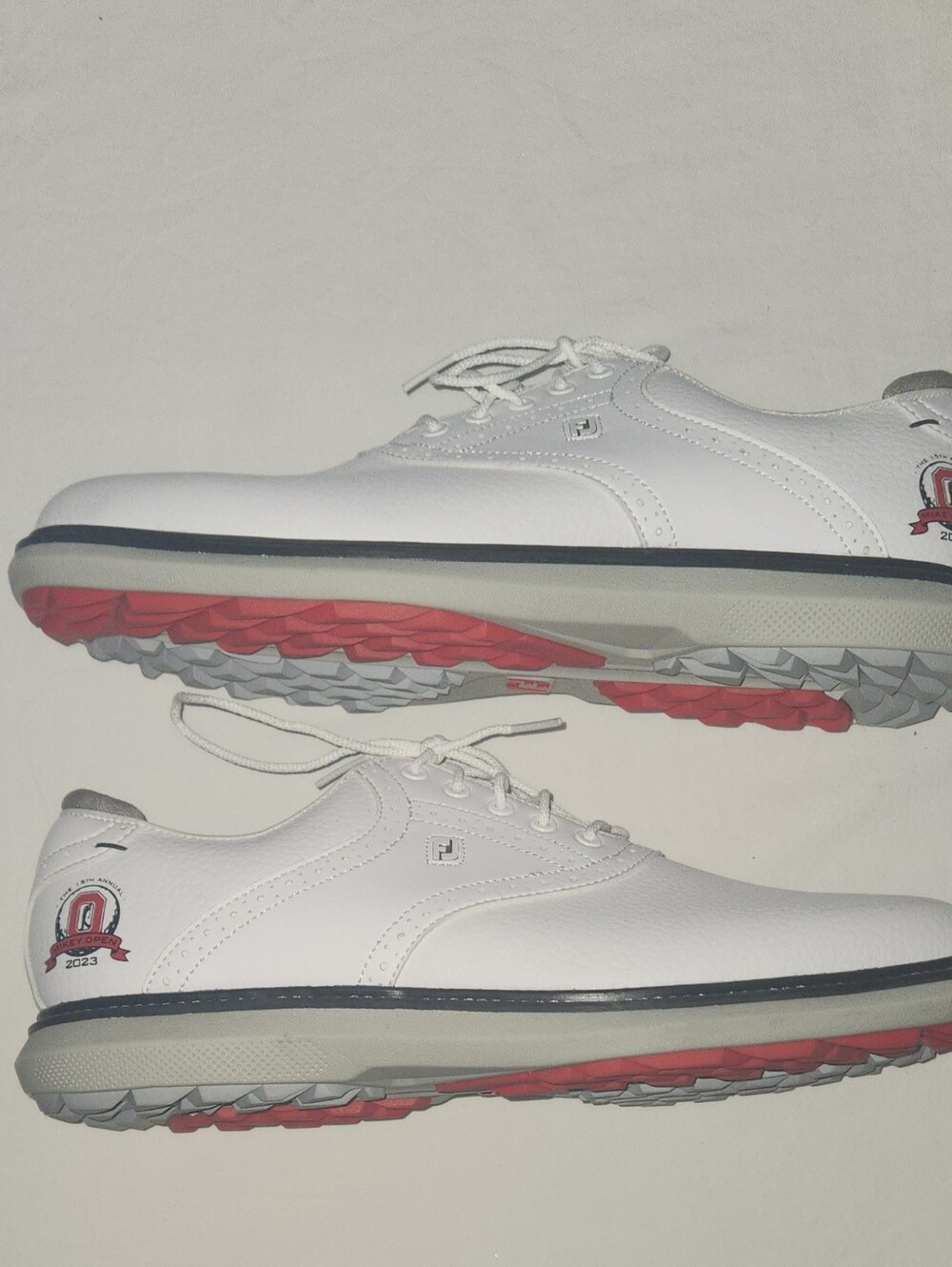 FootJoy Men's White Spikeless Golf Shoes with Red Outsole Size 12